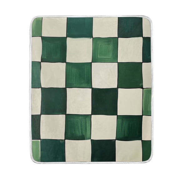Yayeee Throw Blanket for Couch Soft Warm 50" x 60" Sofa Chair Bed Decoration, Green and White Plaid Pattern