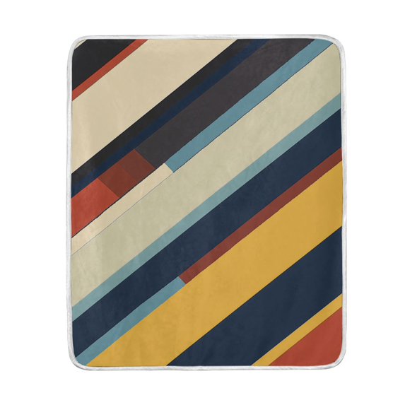 Yayeee Throw Blanket for Couch Soft Warm 50" x 60" Sofa Chair Bed Decoration, Retro Colorful Stripes