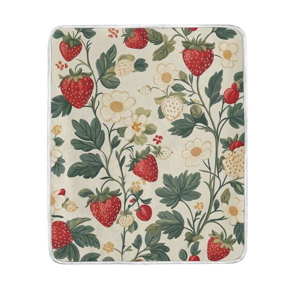 Yayeee Throw Blanket for Couch Soft Warm 50" x 60" Sofa Chair Bed Decoration, Small Strawberry Pattern