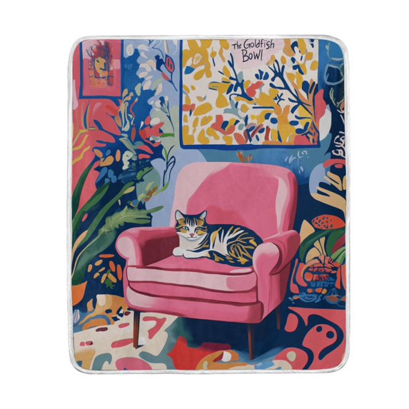Yayeee Throw Blanket for Couch Soft Warm 60" x 80" Sofa Chair Bed Decoration, Art Cat
