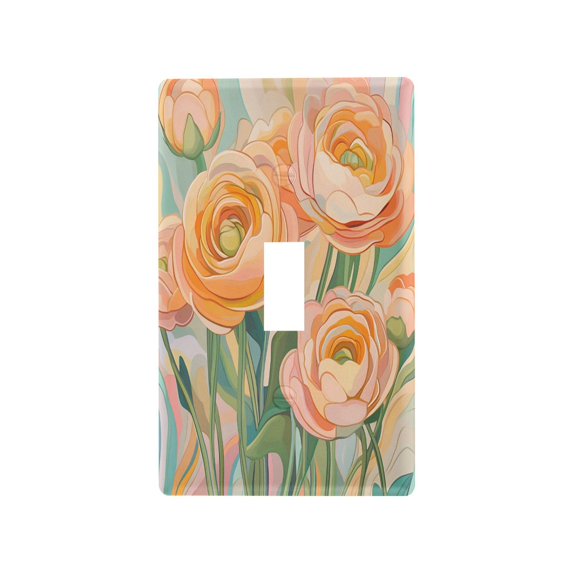 Yayeee Toggle Light Switch Wall Plate 1-Gang 4.5"x2.7" Home Decorative Outlet Cover, Abstract Floral Art