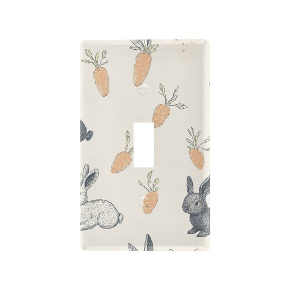Yayeee Toggle Light Switch Wall Plate 1-Gang 4.5"x2.7" Home Decorative Outlet Cover, Adorable Bunnies