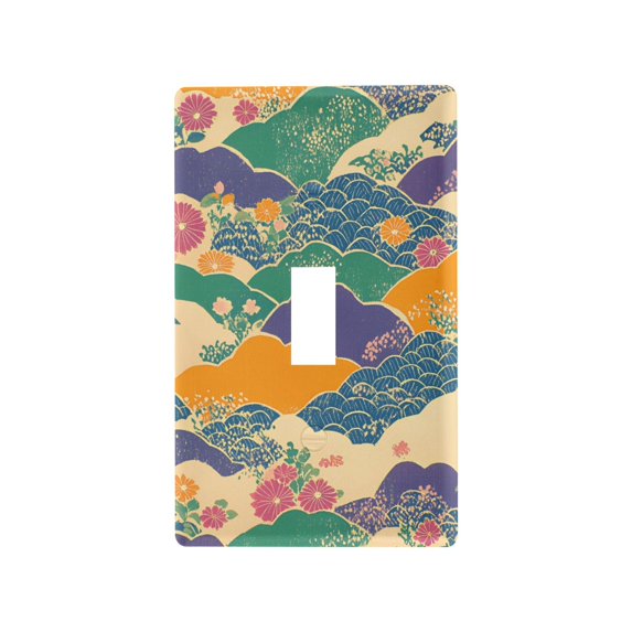 Yayeee Toggle Light Switch Wall Plate 1-Gang 4.5"x2.7" Home Decorative Outlet Cover, Beige Floral Wave
