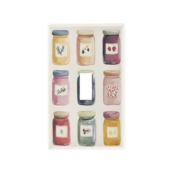 Yayeee Toggle Light Switch Wall Plate 1-Gang 4.5"x2.7" Home Decorative Outlet Cover, Beige Jam Jars
