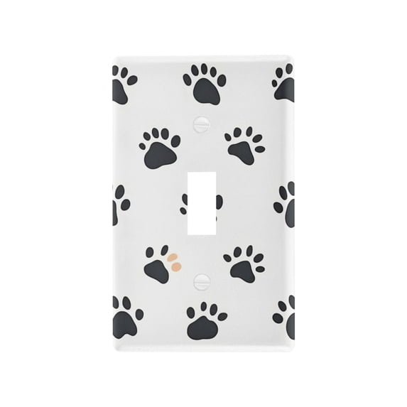 Yayeee Toggle Light Switch Wall Plate 1-Gang 4.5"x2.7" Home Decorative Outlet Cover, Black Cartoon Cat Paw