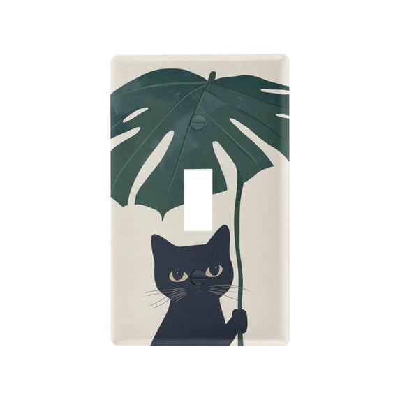 Yayeee Toggle Light Switch Wall Plate 1-Gang 4.5"x2.7" Home Decorative Outlet Cover, Black Cat Plants