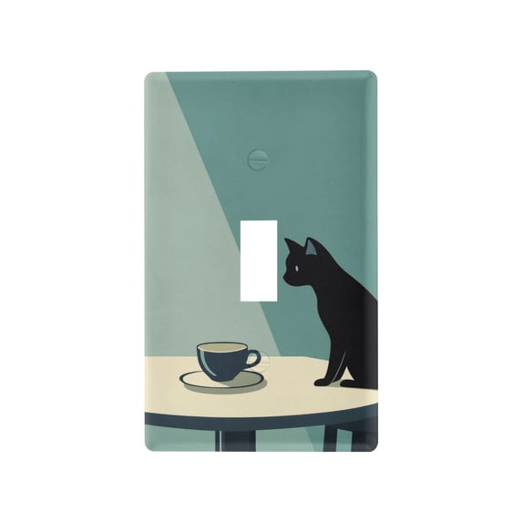 Yayeee Toggle Light Switch Wall Plate 1-Gang 4.5"x2.7" Home Decorative Outlet Cover, Black Cat