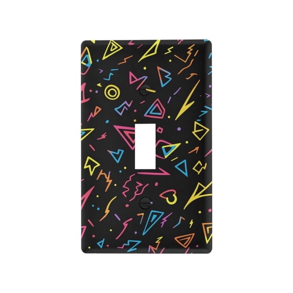 Yayeee Toggle Light Switch Wall Plate 1-Gang 4.5"x2.7" Home Decorative Outlet Cover, Black Neon Lightning