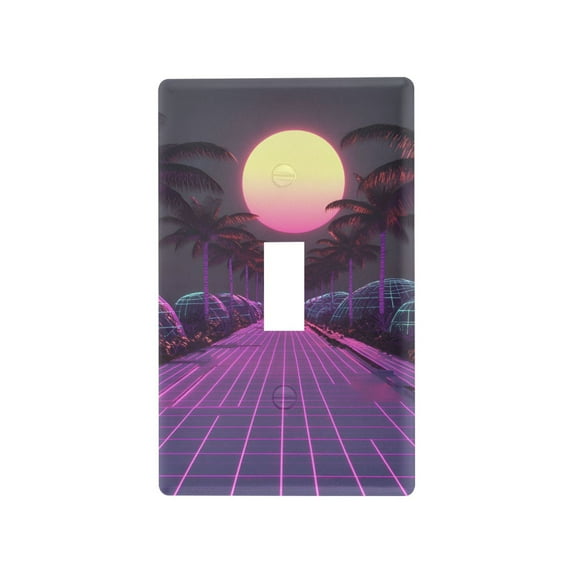 Yayeee Toggle Light Switch Wall Plate 1-Gang 4.5"x2.7" Home Decorative Outlet Cover, Black Neon Road