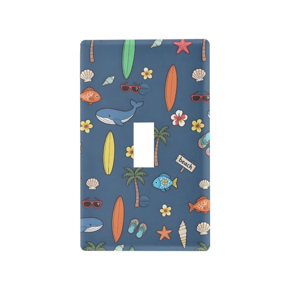 Yayeee Toggle Light Switch Wall Plate 1-Gang 4.5"x2.7" Home Decorative Outlet Cover, Blue Beach Pattern