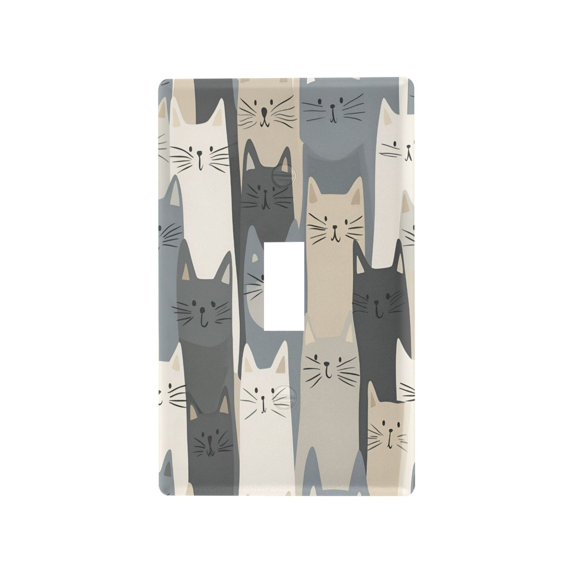 Yayeee Toggle Light Switch Wall Plate 1-Gang 4.5"x2.7" Home Decorative Outlet Cover, Blue Cute Cats