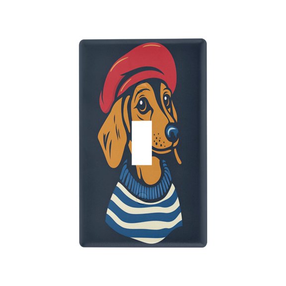 Yayeee Toggle Light Switch Wall Plate 1-Gang 4.5"x2.7" Home Decorative Outlet Cover, Blue Dog Artist