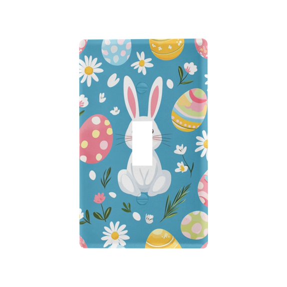 Yayeee Toggle Light Switch Wall Plate 1-Gang 4.5"x2.7" Home Decorative Outlet Cover, Blue Easter Bunny