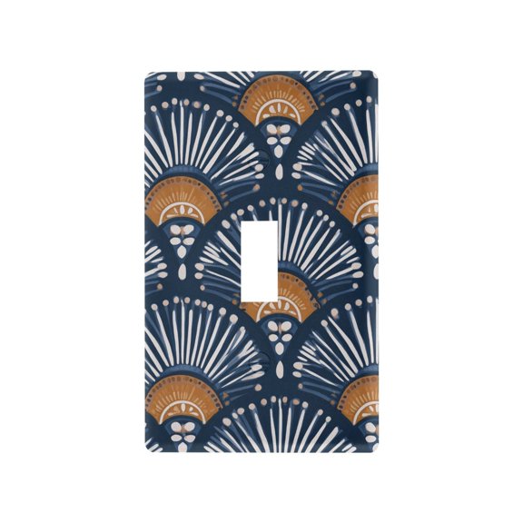 Yayeee Toggle Light Switch Wall Plate 1-Gang 4.5"x2.7" Home Decorative Outlet Cover, Blue Elegant Geometric