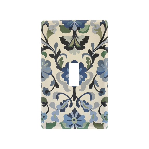 Yayeee Toggle Light Switch Wall Plate 1-Gang 4.5"x2.7" Home Decorative Outlet Cover, Blue Floral