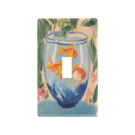 Yayeee Toggle Light Switch Wall Plate 1-Gang 4.5"x2.7" Home Decorative Outlet Cover, Blue Goldfish Bowl