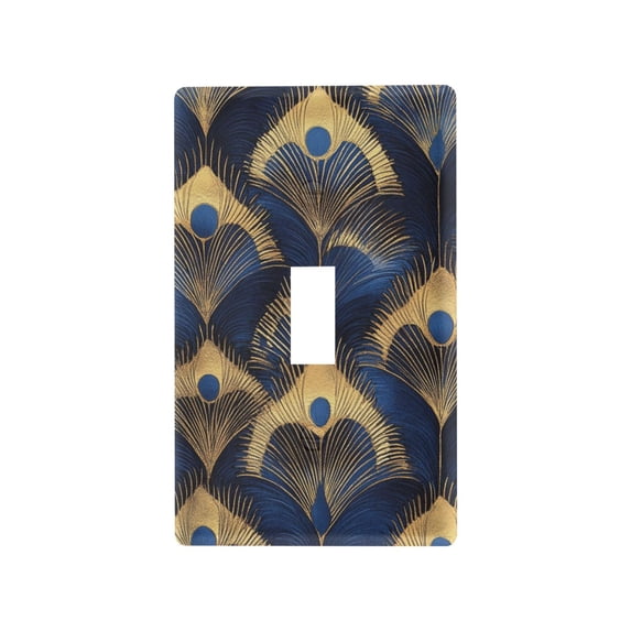 Yayeee Toggle Light Switch Wall Plate 1-Gang 4.5"x2.7" Home Decorative Outlet Cover, Blue Peacock Feathers Pattern