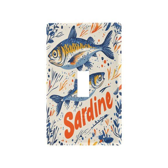 Yayeee Toggle Light Switch Wall Plate 1-Gang 4.5"x2.7" Home Decorative Outlet Cover, Blue Sardines Pattern