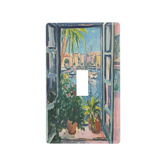 Yayeee Toggle Light Switch Wall Plate 1-Gang 4.5"x2.7" Home Decorative Outlet Cover, Blue Sea Boat