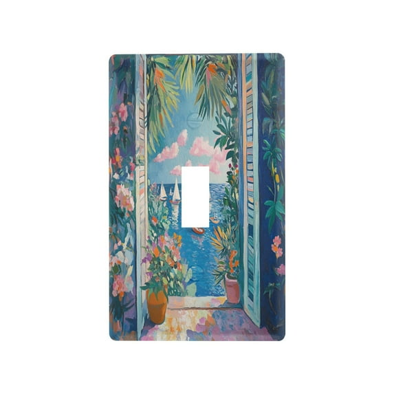 Yayeee Toggle Light Switch Wall Plate 1-Gang 4.5"x2.7" Home Decorative Outlet Cover, Blue Sea