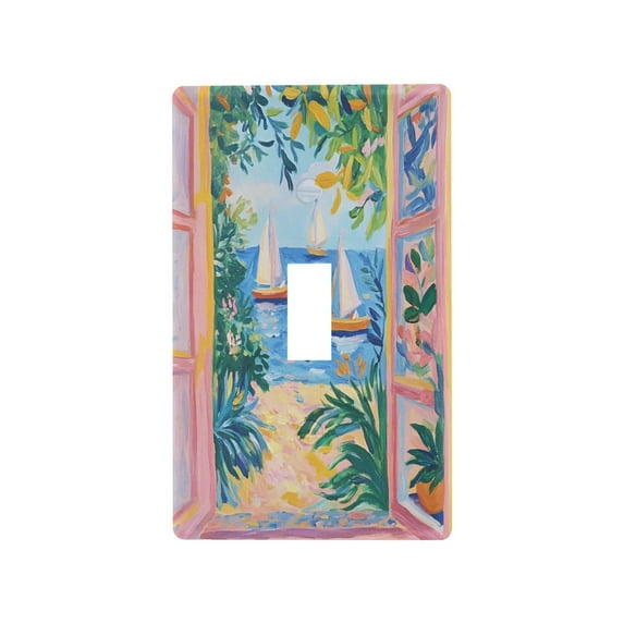 Yayeee Toggle Light Switch Wall Plate 1-Gang 4.5"x2.7" Home Decorative Outlet Cover, Blue Seaside