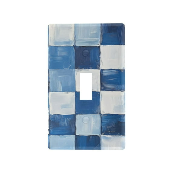 Yayeee Toggle Light Switch Wall Plate 1-Gang 4.5"x2.7" Home Decorative Outlet Cover, Blue and Gray Plaid Pattern
