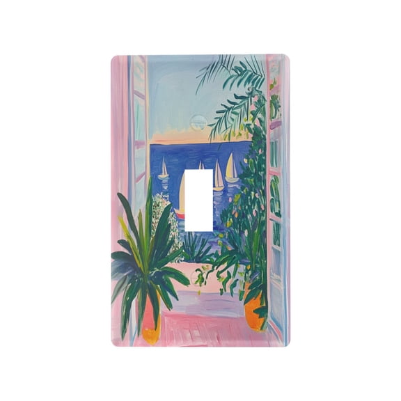 Yayeee Toggle Light Switch Wall Plate 1-Gang 4.5"x2.7" Home Decorative Outlet Cover, Boat Seaside
