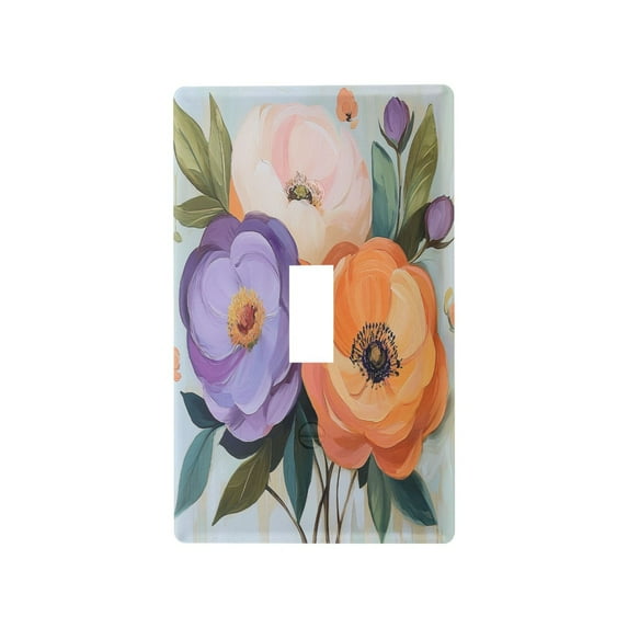 Yayeee Toggle Light Switch Wall Plate 1-Gang 4.5"x2.7" Home Decorative Outlet Cover, Bright Flowers