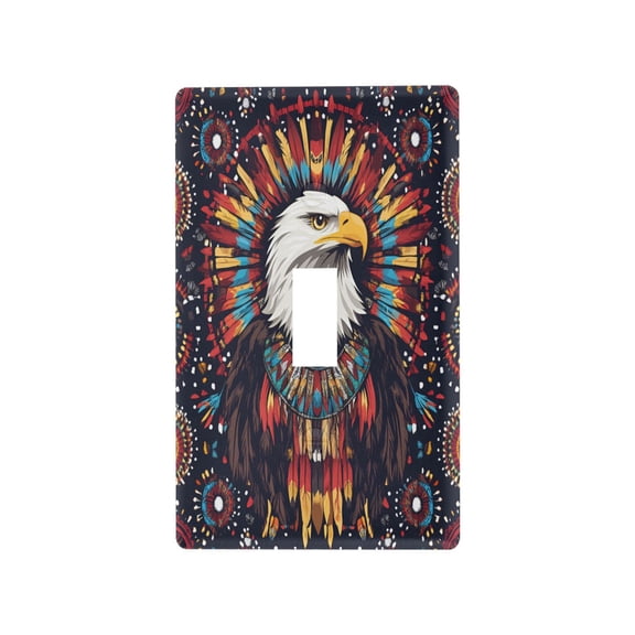Yayeee Toggle Light Switch Wall Plate 1-Gang 4.5"x2.7" Home Decorative Outlet Cover, Brown Abstract Eagle