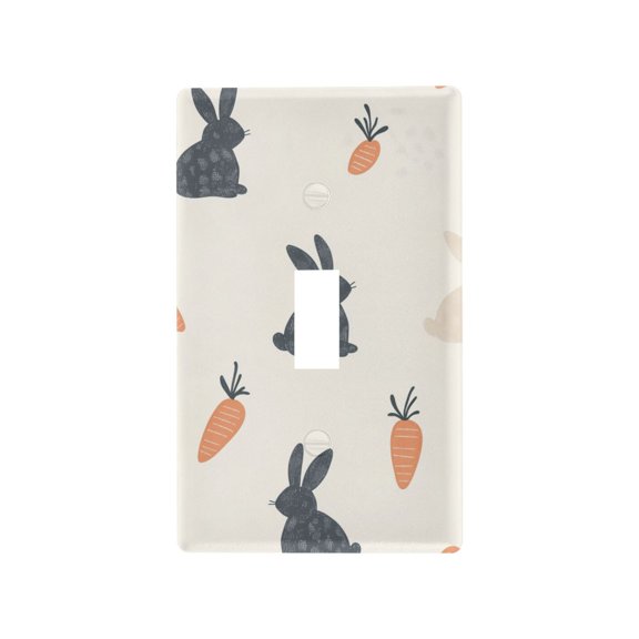 Yayeee Toggle Light Switch Wall Plate 1-Gang 4.5"x2.7" Home Decorative Outlet Cover, Bunnies and Carrots