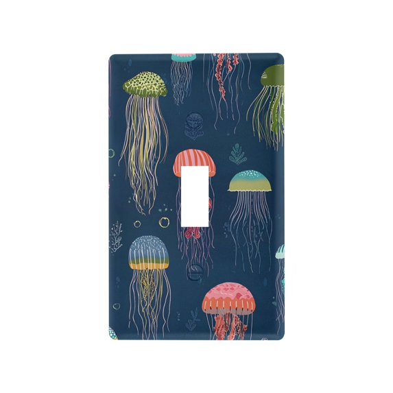 Yayeee Toggle Light Switch Wall Plate 1-Gang 4.5"x2.7" Home Decorative Outlet Cover, Cartoon Jellyfish Pattern