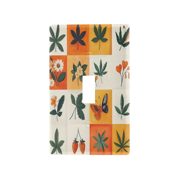 Yayeee Toggle Light Switch Wall Plate 1-Gang 4.5"x2.7" Home Decorative Outlet Cover, Cartoon Plants