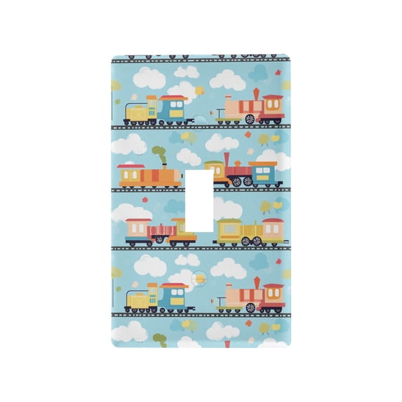 Yayeee Toggle Light Switch Wall Plate 1-Gang 4.5"x2.7" Home Decorative Outlet Cover, Cartoon Train Pattern