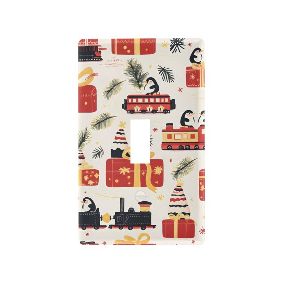 Yayeee Toggle Light Switch Wall Plate 1-Gang 4.5"x2.7" Home Decorative Outlet Cover, Christmas Box Train
