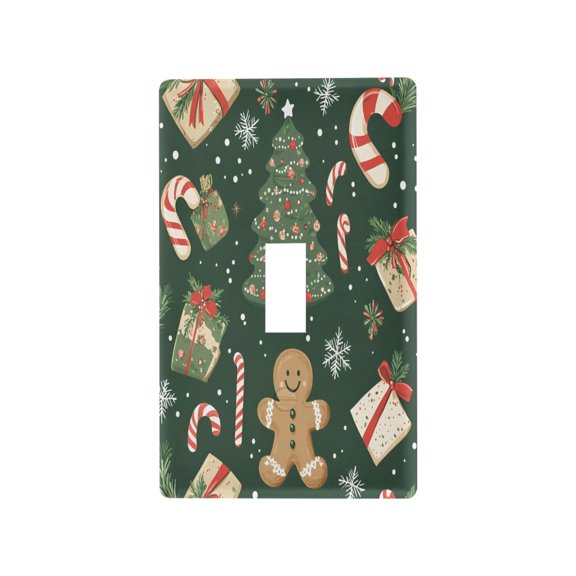 Yayeee Toggle Light Switch Wall Plate 1-Gang 4.5"x2.7" Home Decorative Outlet Cover, Christmas Cartoon Gingerbread Pattern