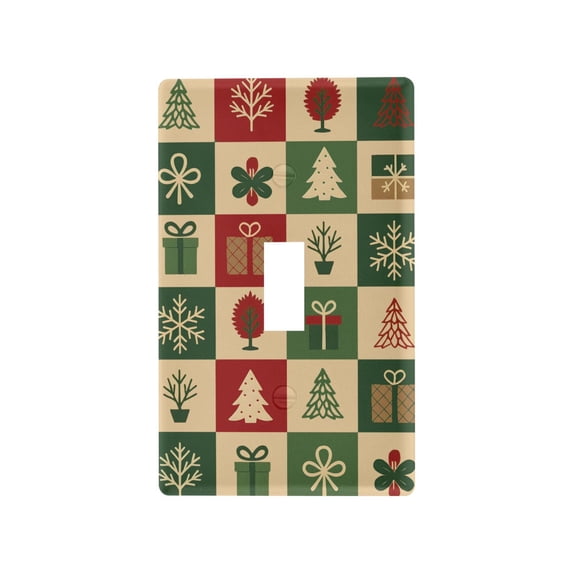 Yayeee Toggle Light Switch Wall Plate 1-Gang 4.5"x2.7" Home Decorative Outlet Cover, Christmas Plaid Pattern