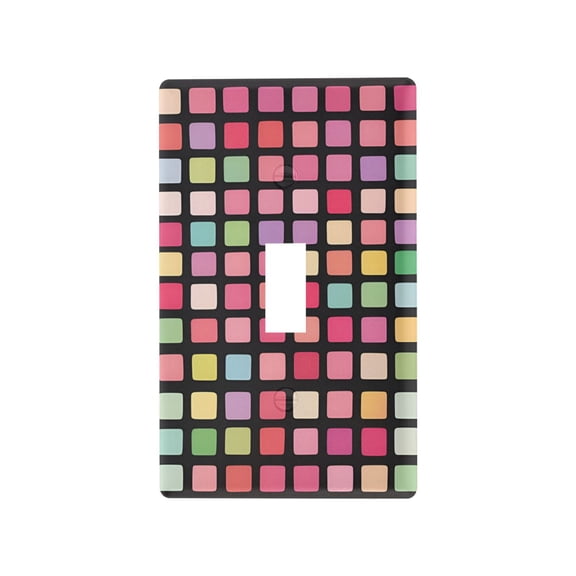 Yayeee Toggle Light Switch Wall Plate 1-Gang 4.5"x2.7" Home Decorative Outlet Cover, Colorful Block Pattern