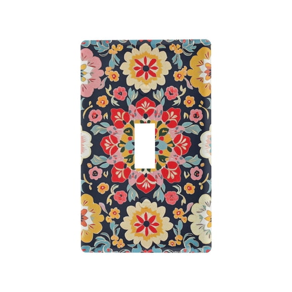 Yayeee Toggle Light Switch Wall Plate 1-Gang 4.5"x2.7" Home Decorative Outlet Cover, Colorful Floral Pattern