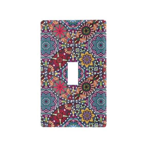 Yayeee Toggle Light Switch Wall Plate 1-Gang 4.5"x2.7" Home Decorative Outlet Cover, Colorful Mandala Pattern