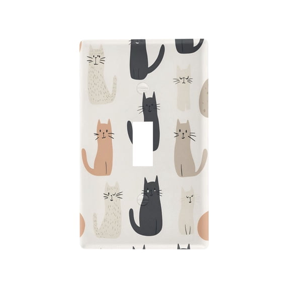 Yayeee Toggle Light Switch Wall Plate 1-Gang 4.5"x2.7" Home Decorative Outlet Cover, Cute Cartoon Cats