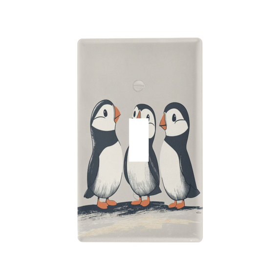 Yayeee Toggle Light Switch Wall Plate 1-Gang 4.5"x2.7" Home Decorative Outlet Cover, Cute Puffin