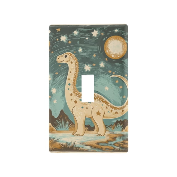 Yayeee Toggle Light Switch Wall Plate 1-Gang 4.5"x2.7" Home Decorative Outlet Cover, Dinosaur with Stars