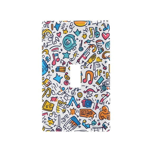 Yayeee Toggle Light Switch Wall Plate 1-Gang 4.5"x2.7" Home Decorative Outlet Cover, Doodle Pattern