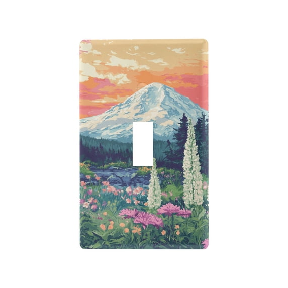 Yayeee Toggle Light Switch Wall Plate 1-Gang 4.5"x2.7" Home Decorative Outlet Cover, Floral Mountain