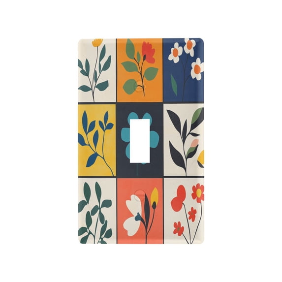 Yayeee Toggle Light Switch Wall Plate 1-Gang 4.5"x2.7" Home Decorative Outlet Cover, Floral Patterns