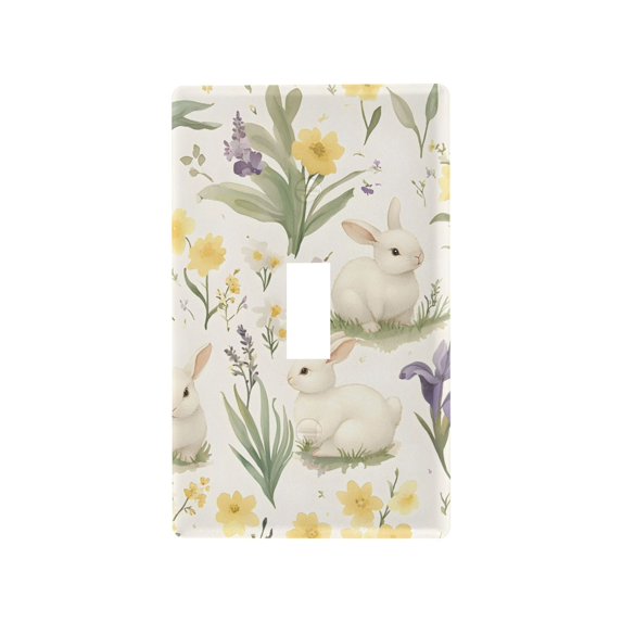 Yayeee Toggle Light Switch Wall Plate 1-Gang 4.5"x2.7" Home Decorative Outlet Cover, Floral Rabbit