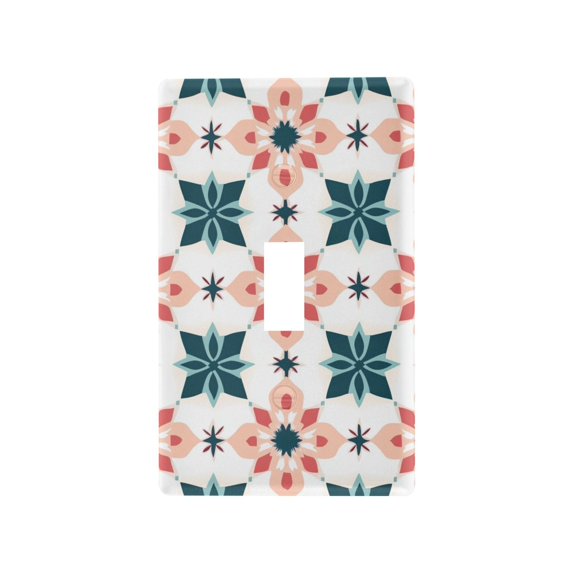 Yayeee Toggle Light Switch Wall Plate 1-Gang 4.5"x2.7" Home Decorative Outlet Cover, Flowers Geometric Pattern