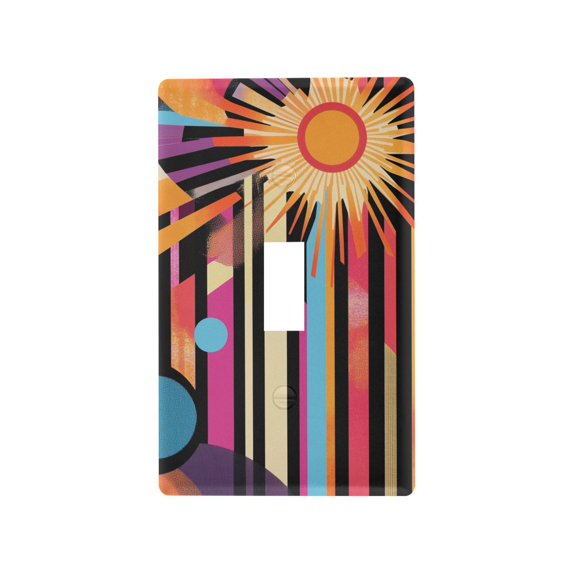 Yayeee Toggle Light Switch Wall Plate 1-Gang 4.5"x2.7" Home Decorative Outlet Cover, Futuristic Sun