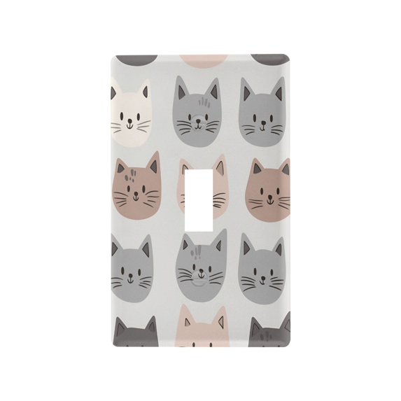 Yayeee Toggle Light Switch Wall Plate 1-Gang 4.5"x2.7" Home Decorative Outlet Cover, Gray Cat Pattern