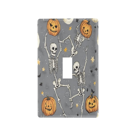 Yayeee Toggle Light Switch Wall Plate 1-Gang 4.5"x2.7" Home Decorative Outlet Cover, Gray Halloween Dancing